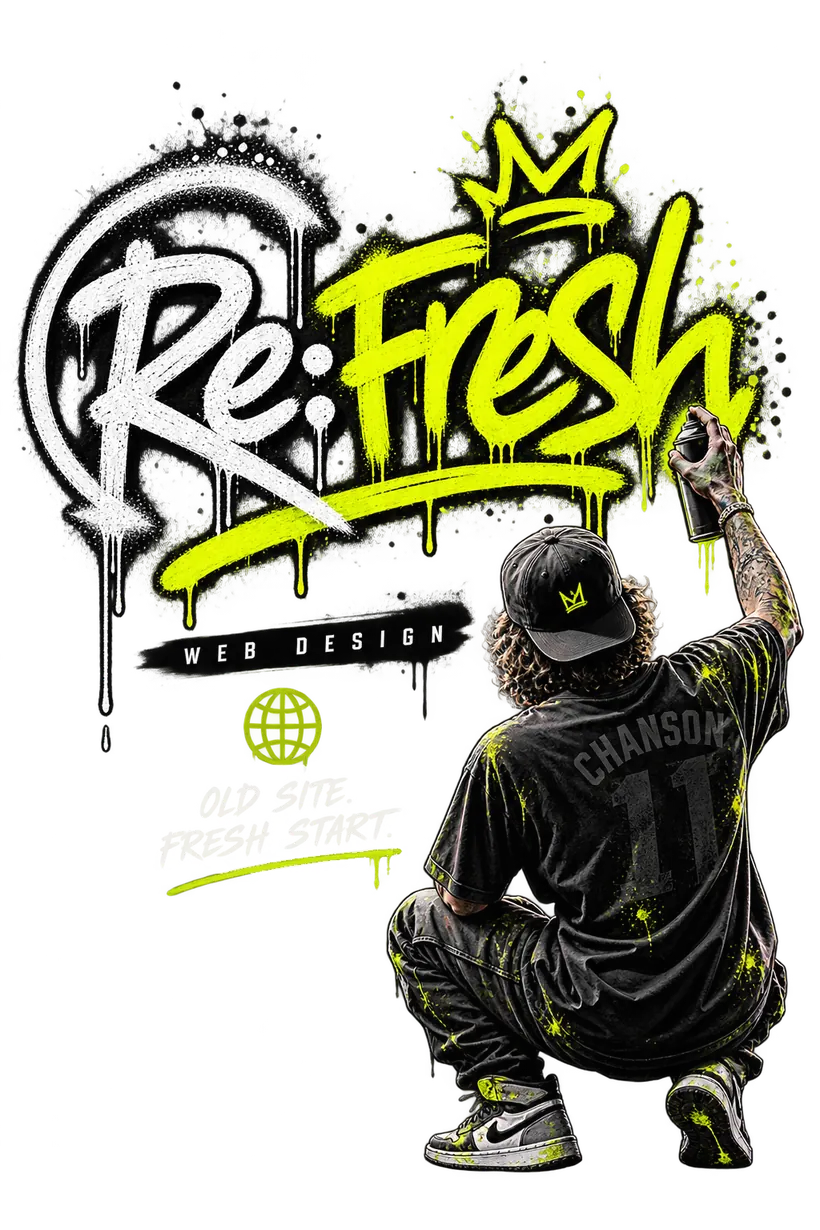 Re:Fresh Web Design — graffiti logo with the tagline Old Site, Fresh Start