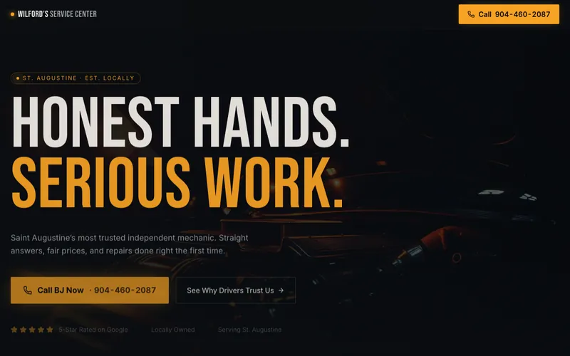 Wilford's Service Center homepage — Honest Hands. Serious Work.